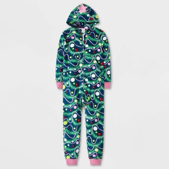 Old Navy Buffalo Check Hooded Micro Fleece Union Suit - L - Picture 1 of 6
